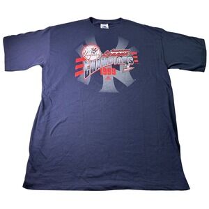 VINTAGE 1999 NY Yankees American League Champions Blue Adidas T-Shirt Large